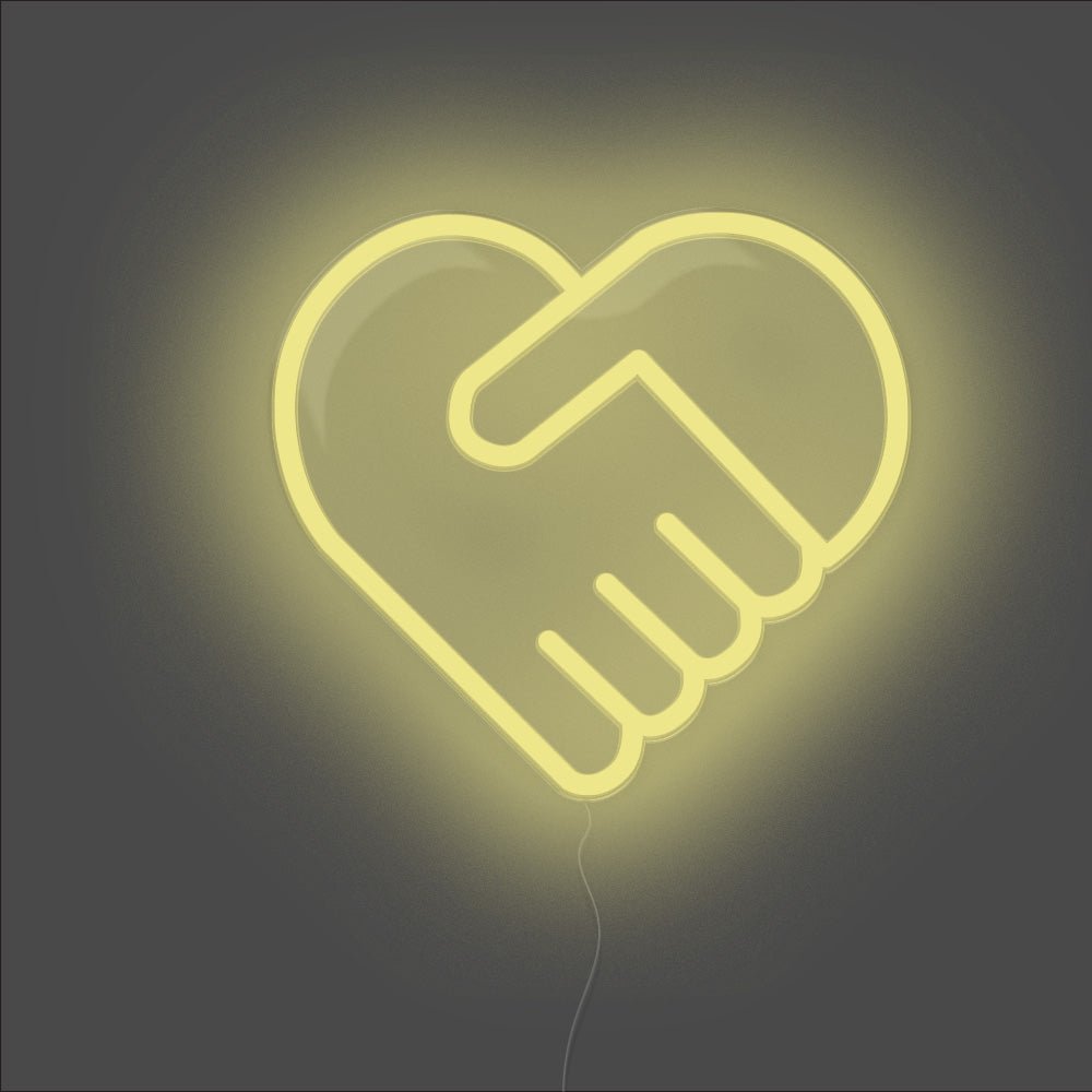 Handshake Heart Neon Sign - Unrivaled Neon - Lemon Yellow #color_lemon yellow