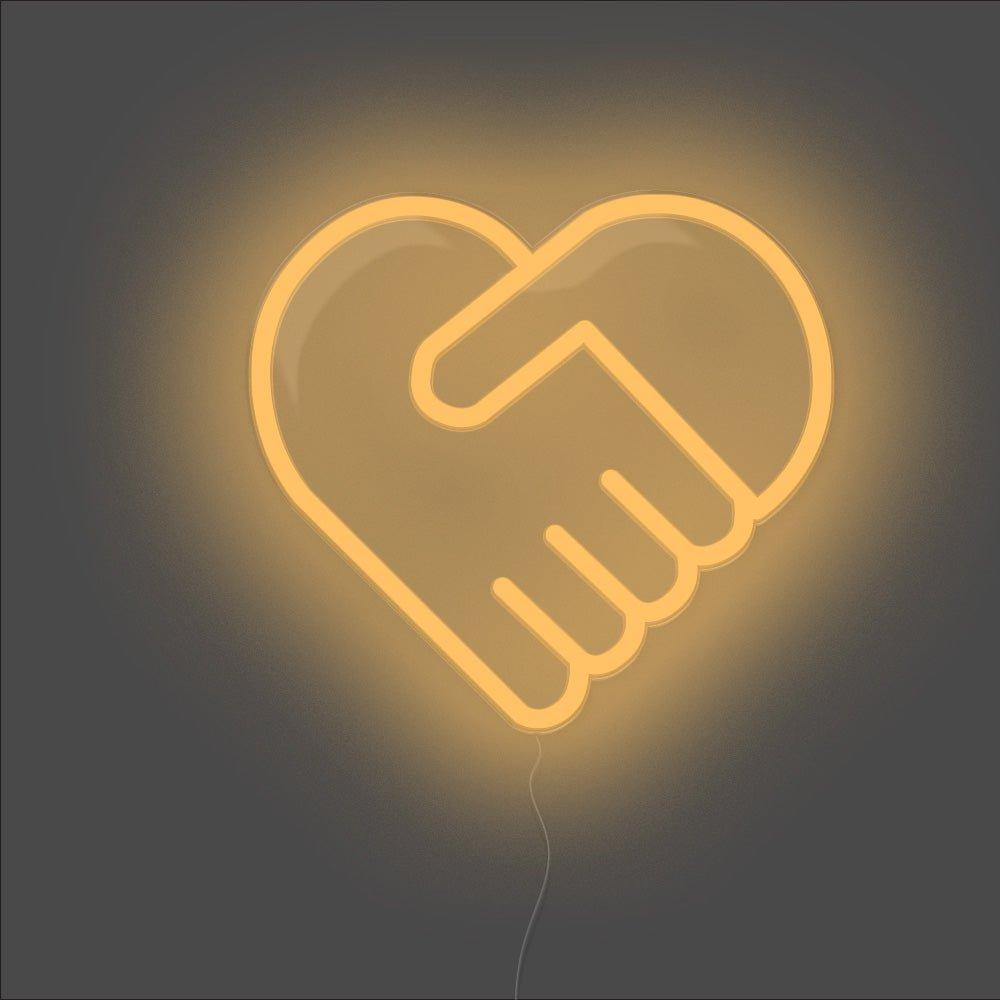 Handshake Heart Neon Sign - Unrivaled Neon - Orange #color_orange