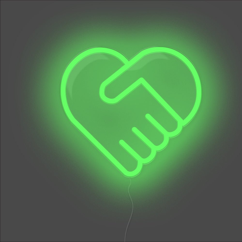 Handshake Heart Neon Sign - Unrivaled Neon - Green #color_green