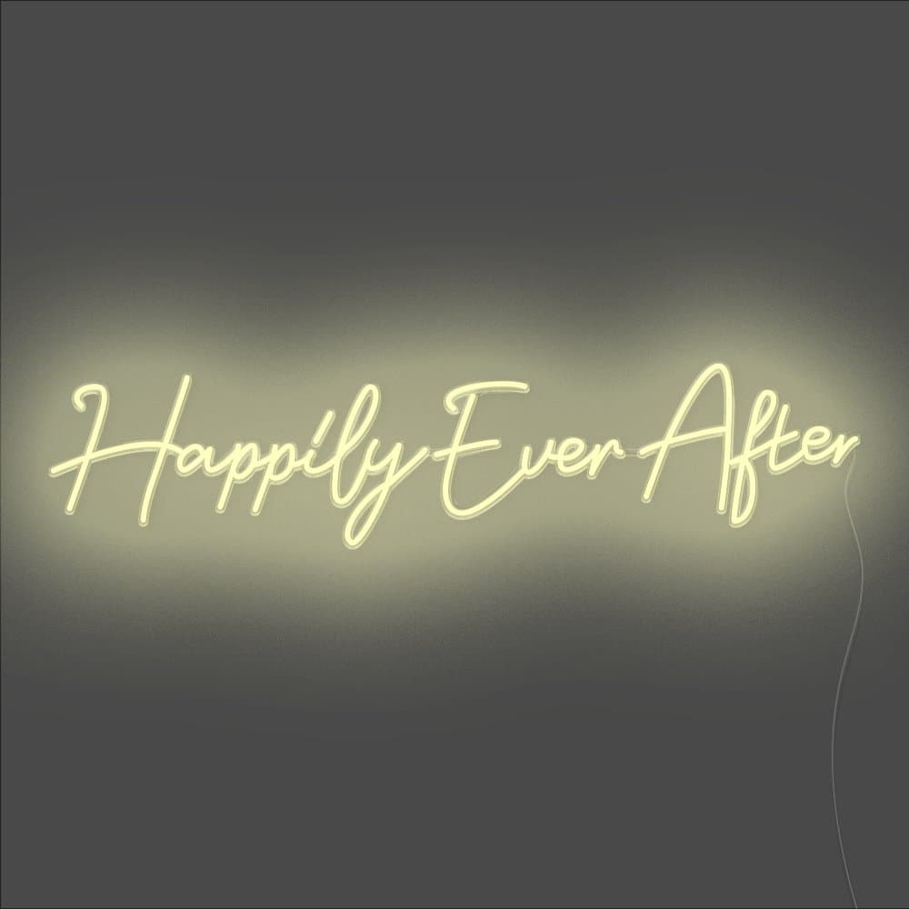 Happily Ever After Neon Sign - Unrivaled Neon - Warm White #color_warm white