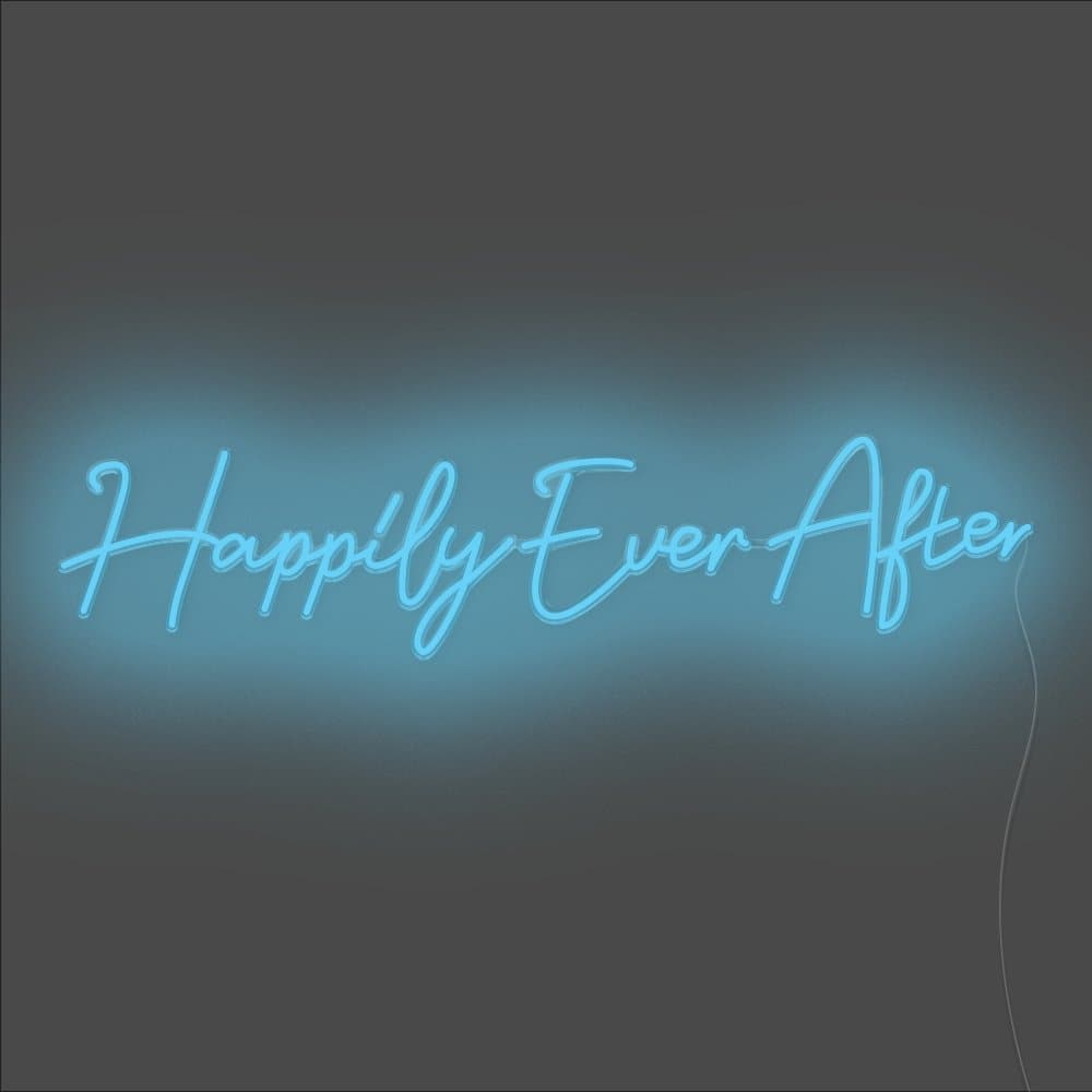Happily Ever After Neon Sign - Unrivaled Neon - Light Blue #color_light blue