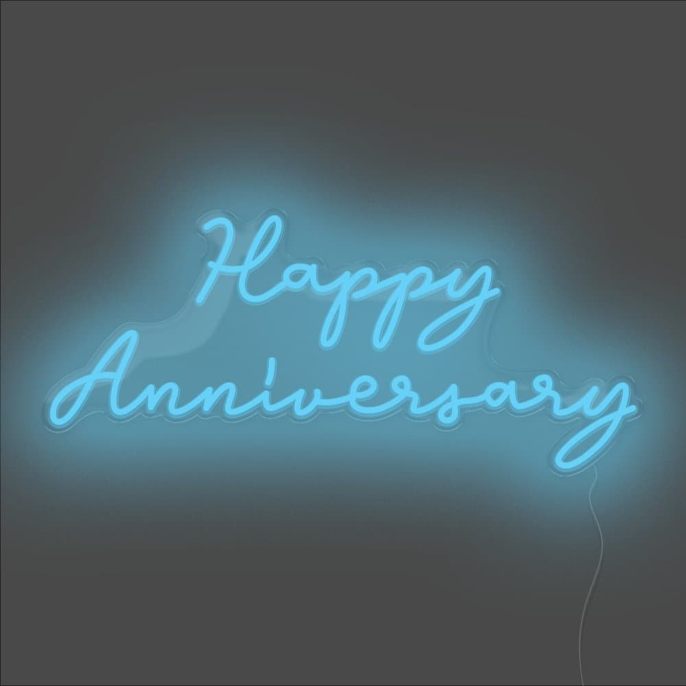 Happy Anniversary Neon Sign - Unrivaled Neon - Light Blue #color_light blue