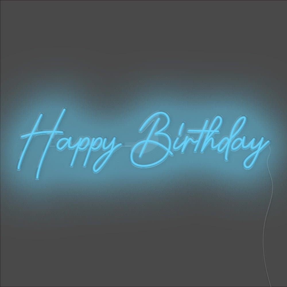 Happy Birthday Celebration Neon Sign - Unrivaled Neon - Light Blue #color_light blue