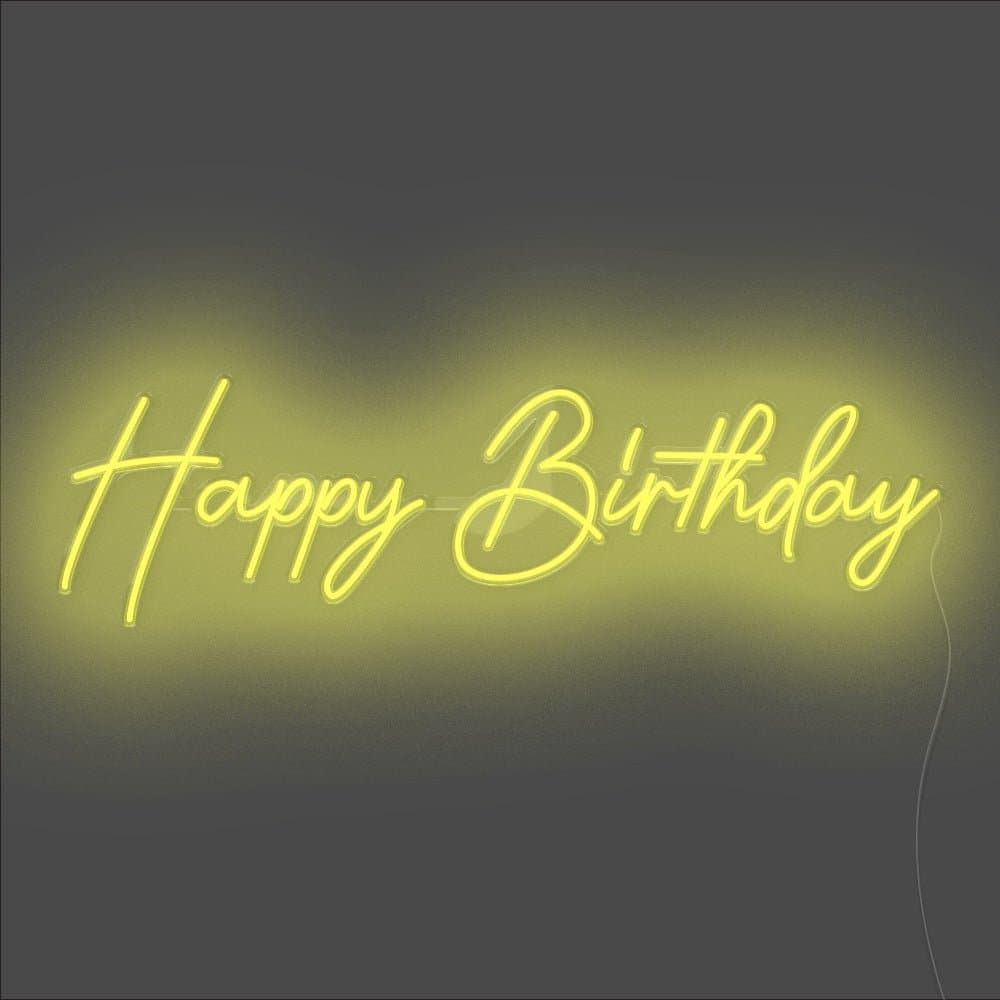 Happy Birthday Celebration Neon Sign - Unrivaled Neon - Yellow #color_yellow
