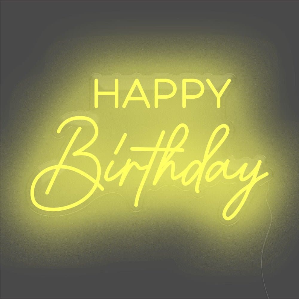 Happy Birthday Neon Sign - Unrivaled Neon - Yellow #color_yellow