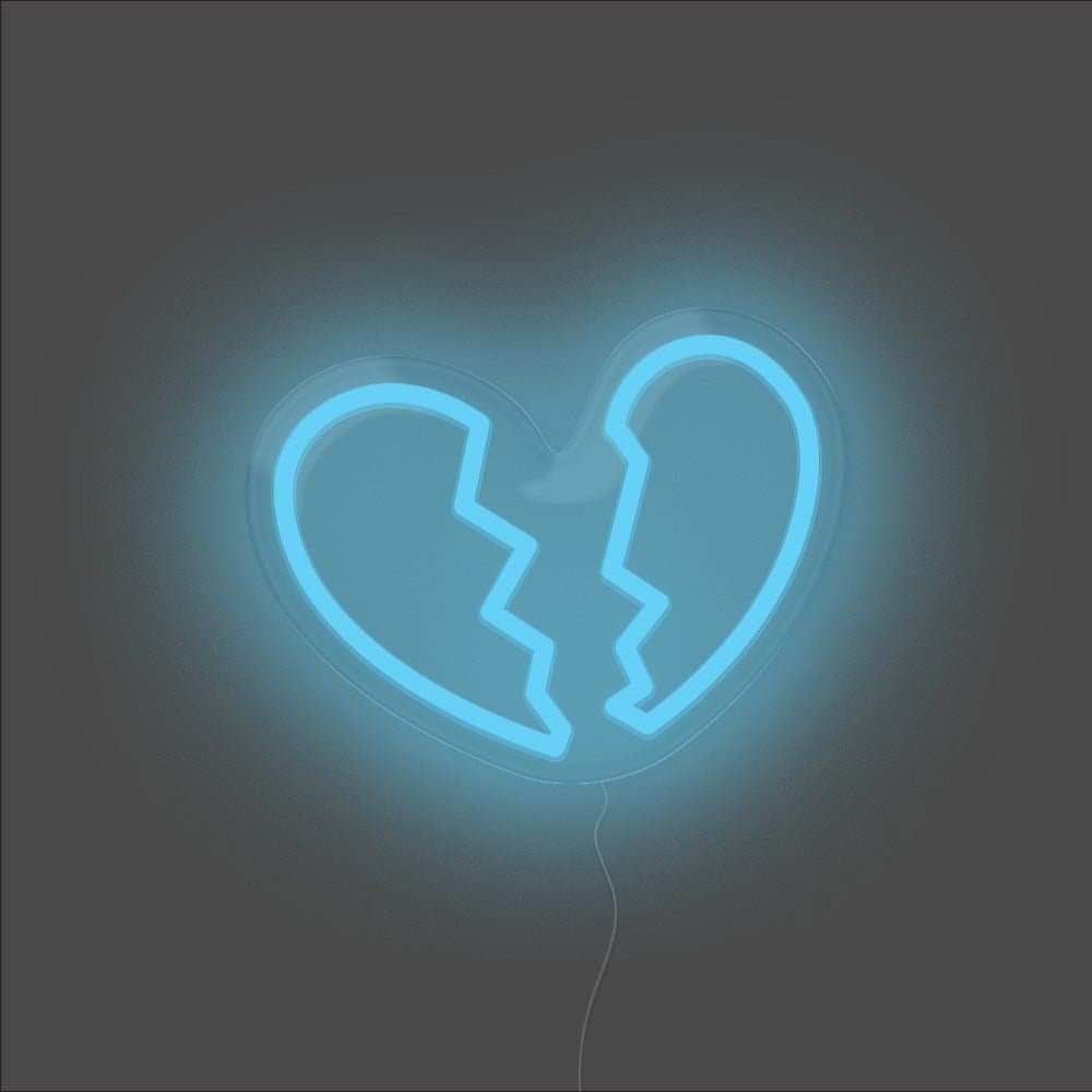 Heart Break Neon Sign - Unrivaled Neon - Light Blue #color_light blue