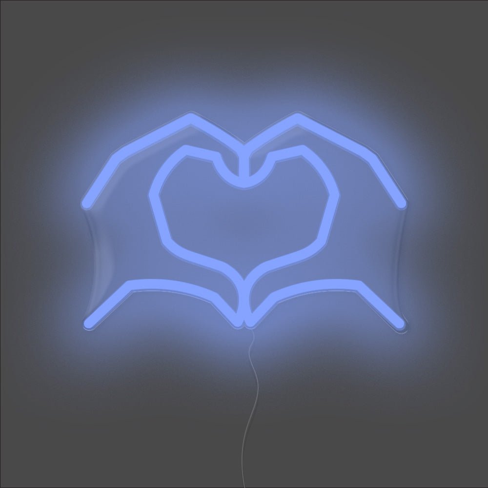 Love Heart Hands Neon Sign - Unrivaled Neon - Blue #color_blue
