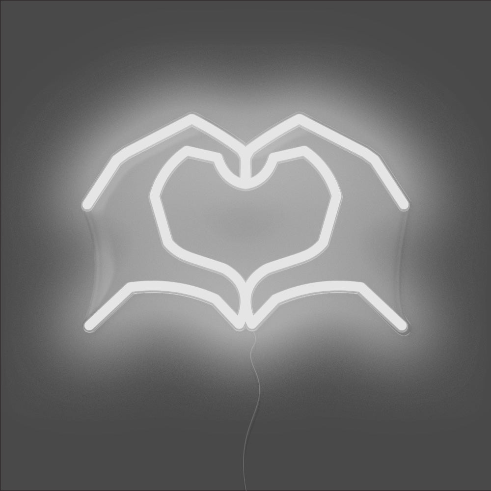 Love Heart Hands Neon Sign - Unrivaled Neon - White #color_white