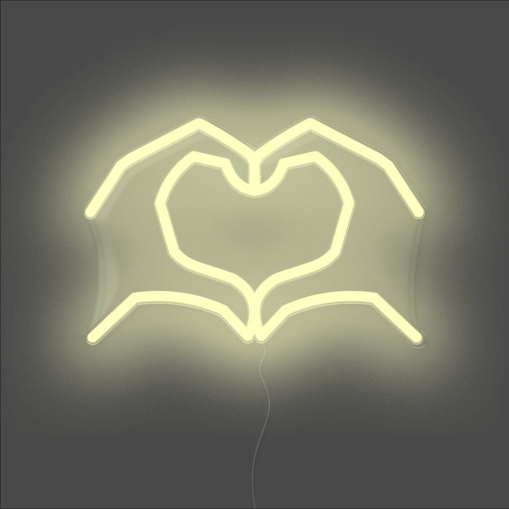 Love Heart Hands Neon Sign - Unrivaled Neon - Warm White #color_warm white