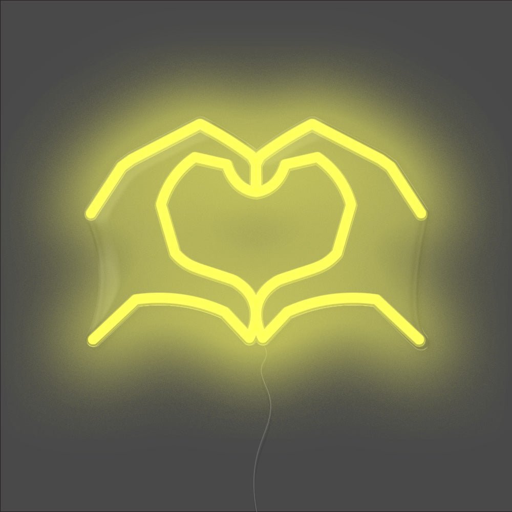 Love Heart Hands Neon Sign - Unrivaled Neon - Yellow #color_yellow