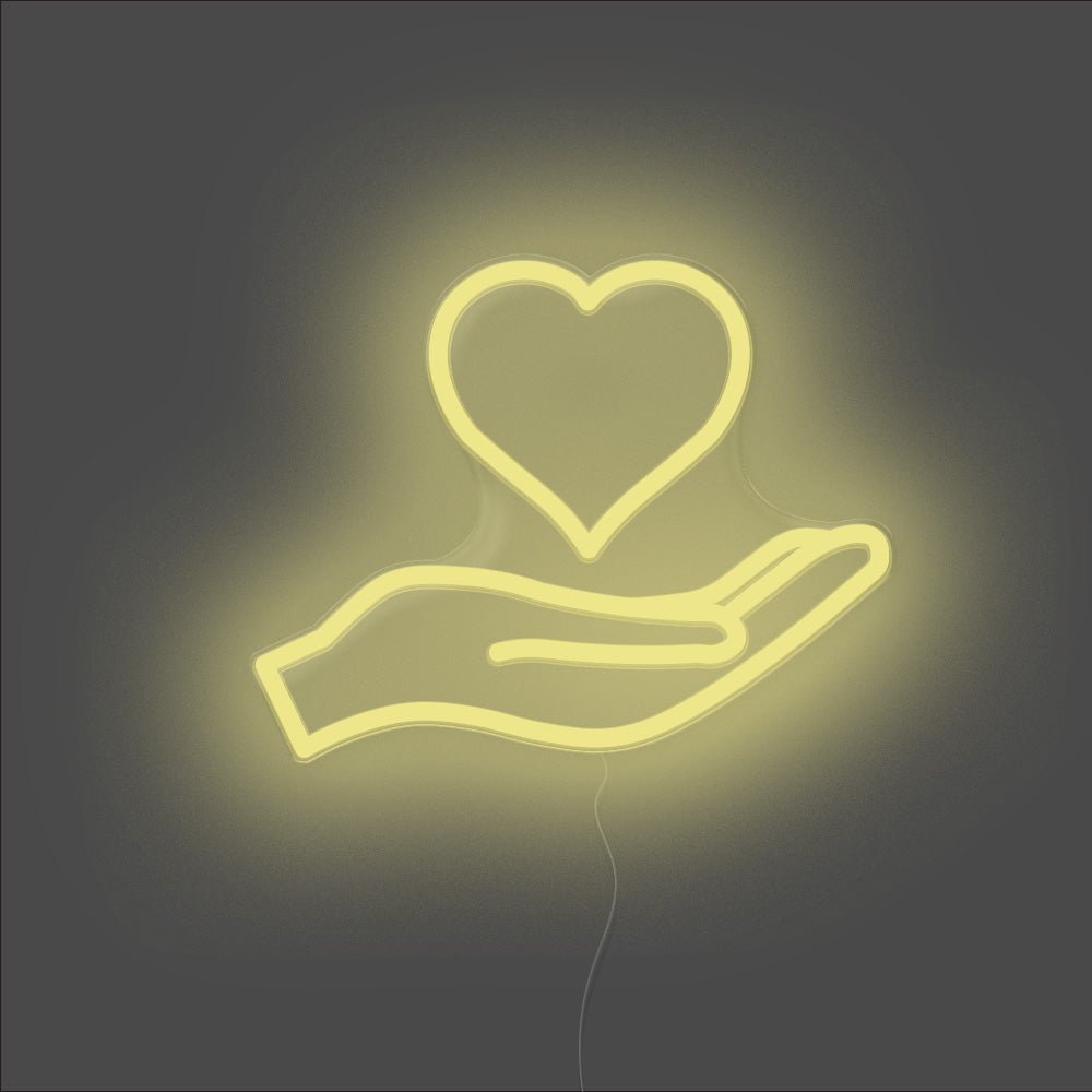 Love Heart Palm Neon Sign - Unrivaled Neon - Lemon Yellow #color_lemon yellow