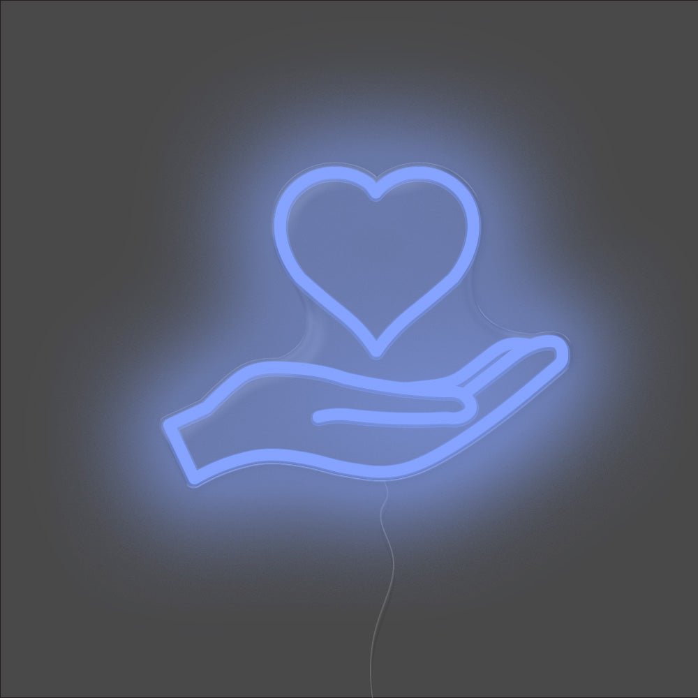 Love Heart Palm Neon Sign - Unrivaled Neon - Blue #color_blue