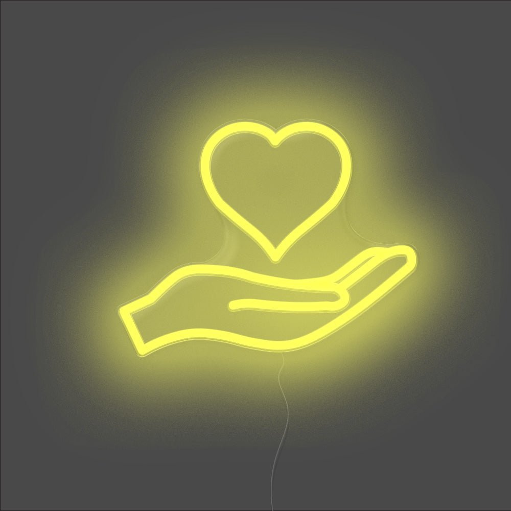 Love Heart Palm Neon Sign - Unrivaled Neon - Yellow #color_yellow