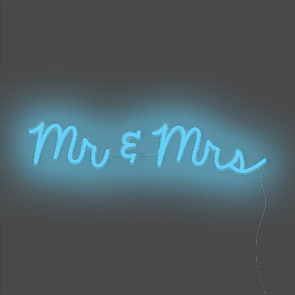 Mr & Mrs Neon Sign - Unrivaled Neon - Light Blue #color_light blue