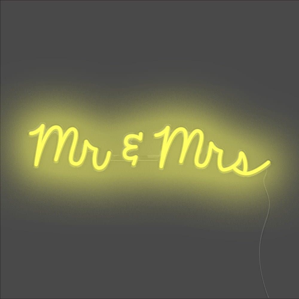 Mr & Mrs Neon Sign - Unrivaled Neon - Yellow #color_yellow