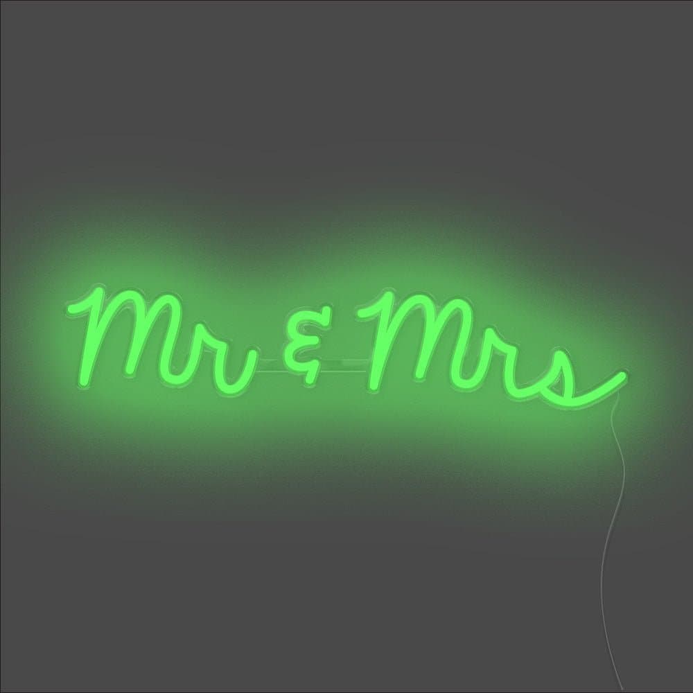 Mr & Mrs Neon Sign - Unrivaled Neon - Green #color_green