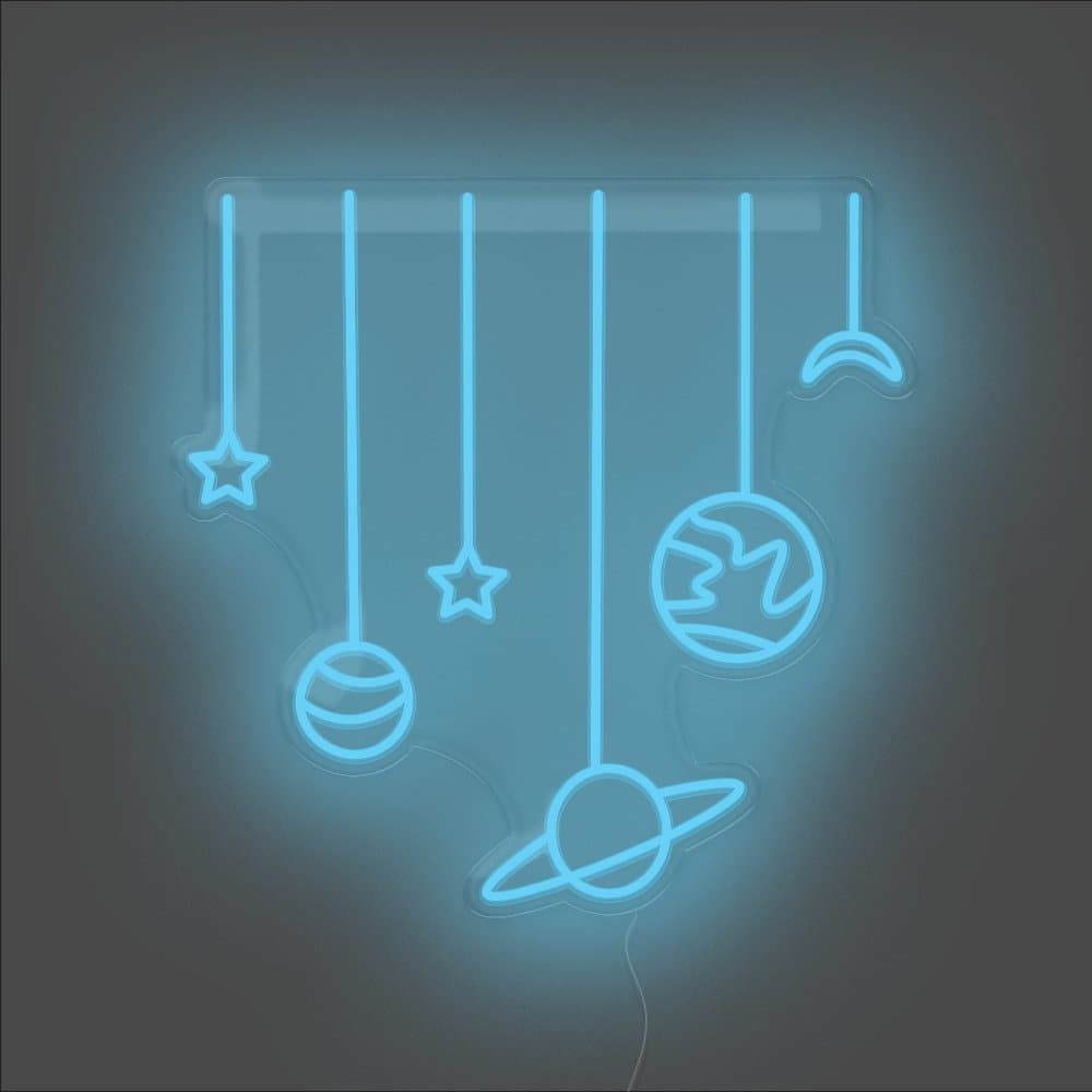 Planets On Strings Neon Sign - Unrivaled Neon - Light Blue #color_light blue