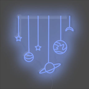 Planets On Strings Neon Sign