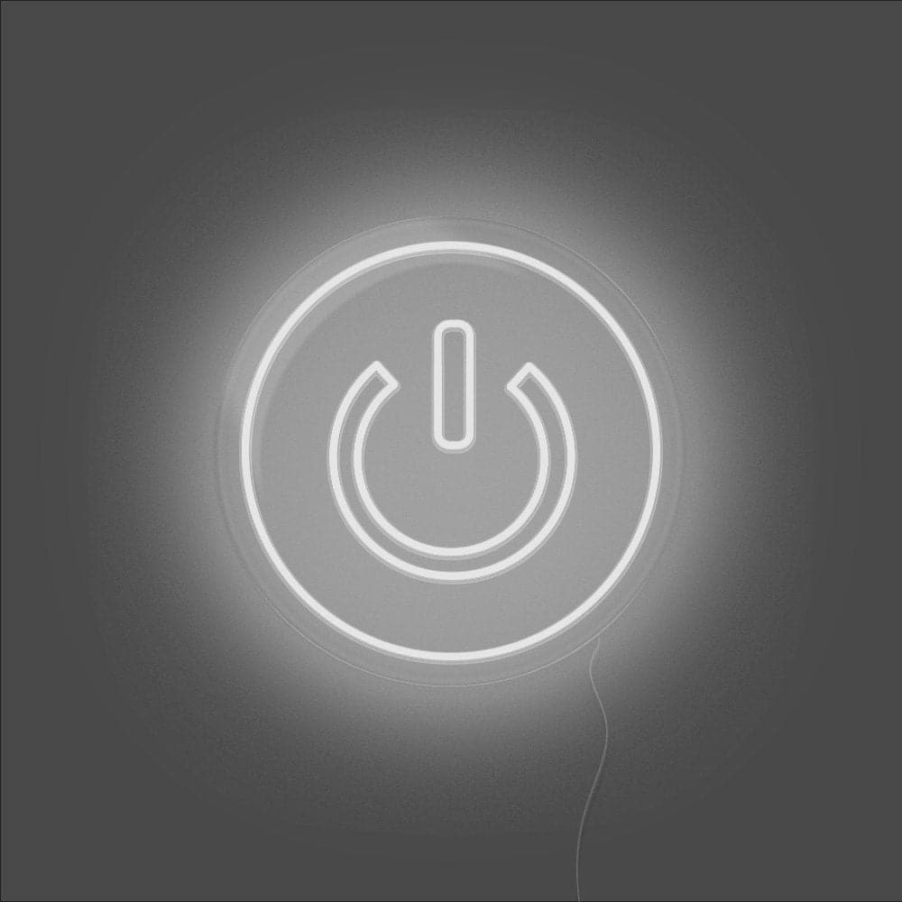 Power Button Neon Sign - Unrivaled Neon - White #color_white