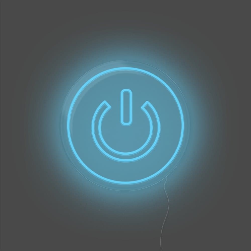 Power Button Neon Sign - Unrivaled Neon - Light Blue #color_light blue