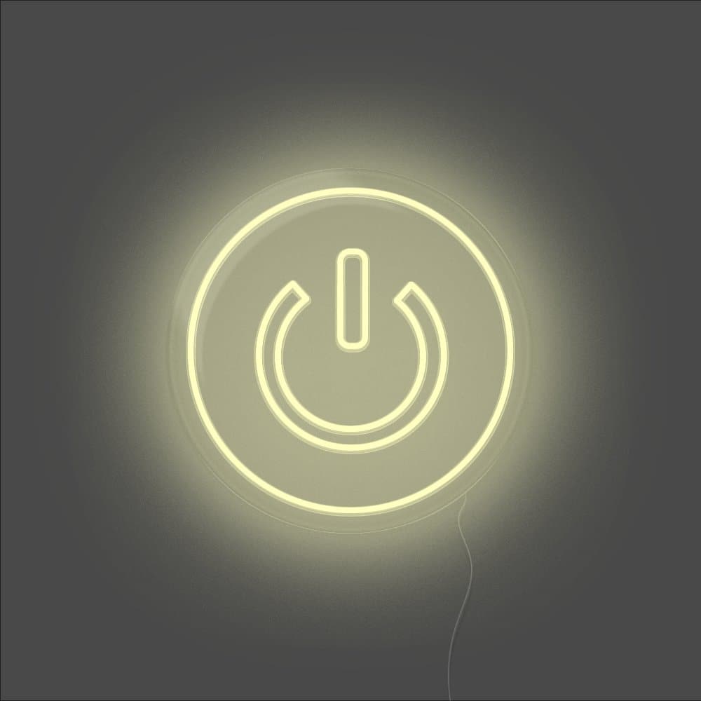 Power Button Neon Sign - Unrivaled Neon - Warm White #color_warm white