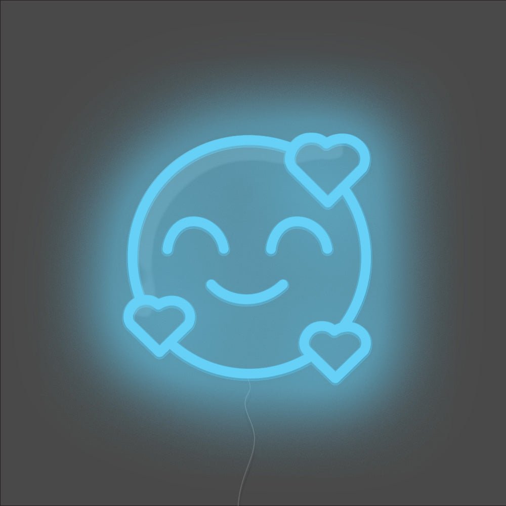 Smiling Face With Hearts Emoji Neon Sign