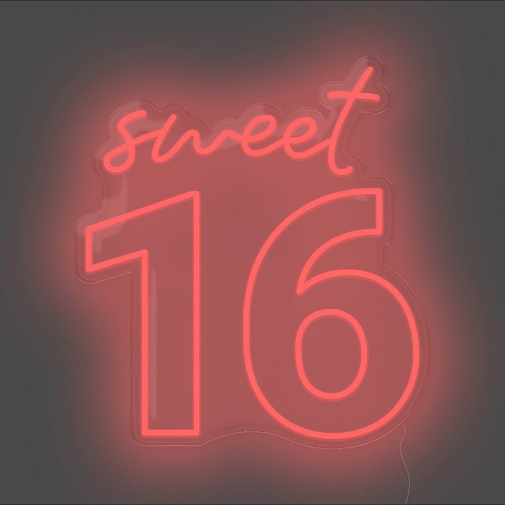 Sweet 16 Neon Sign - Unrivaled Neon - Red #color_red