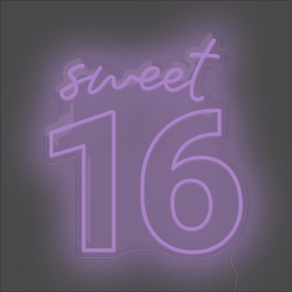 Sweet 16 Neon Sign - Unrivaled Neon - Purple #color_purple