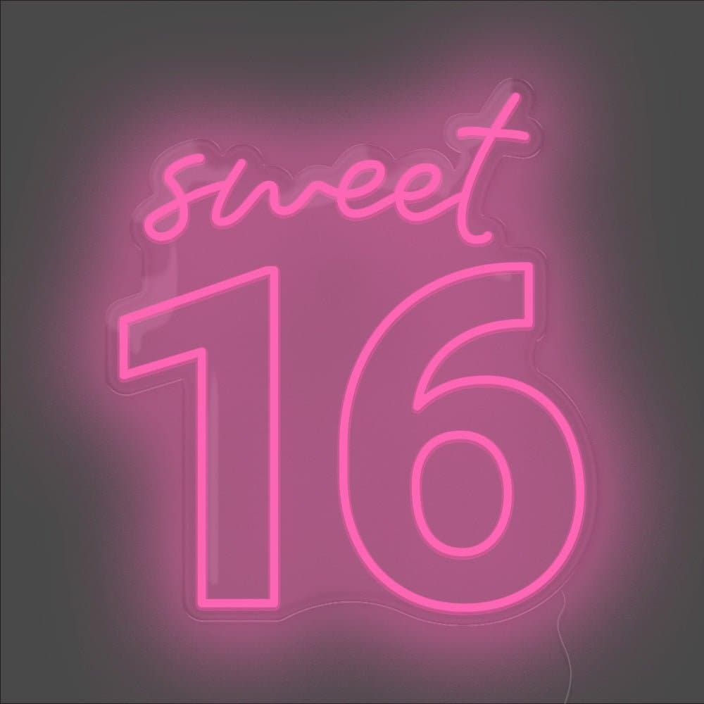 Sweet 16 Neon Sign - Unrivaled Neon - Pink #color_pink