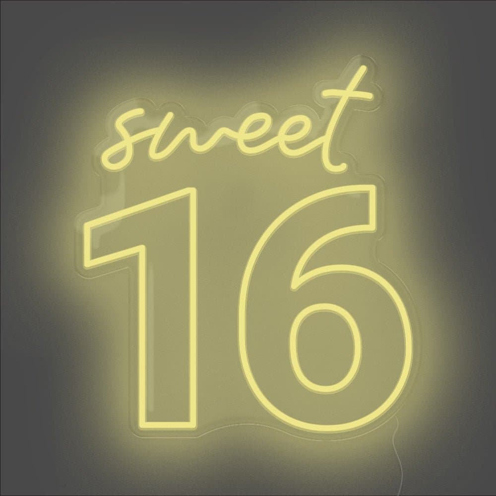 Sweet 16 Neon Sign - Unrivaled Neon - Lemon Yellow #color_lemon yellow