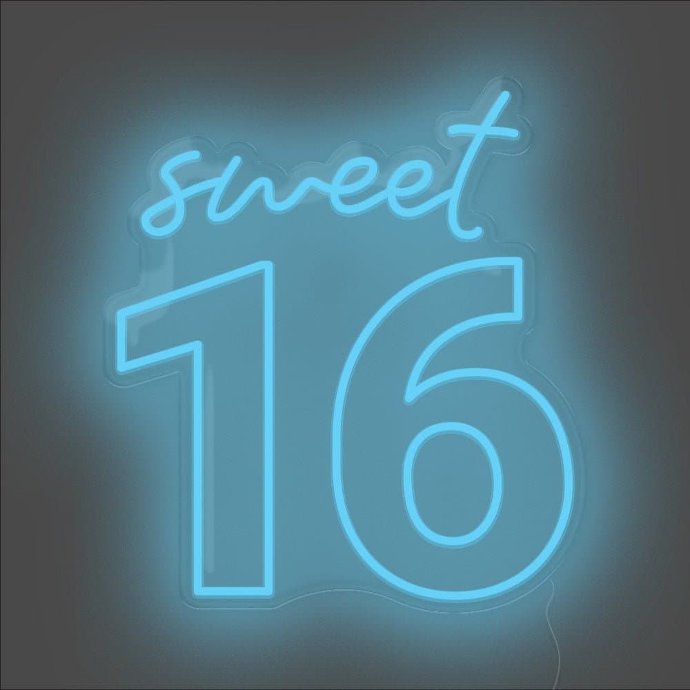 Sweet 16 Neon Sign - Unrivaled Neon - Light Blue #color_light blue