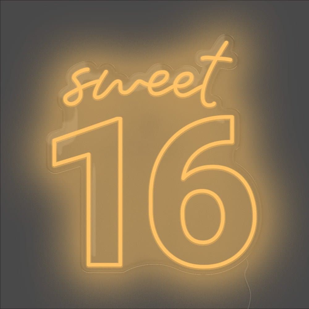 Sweet 16 Neon Sign - Unrivaled Neon - Orange #color_orange