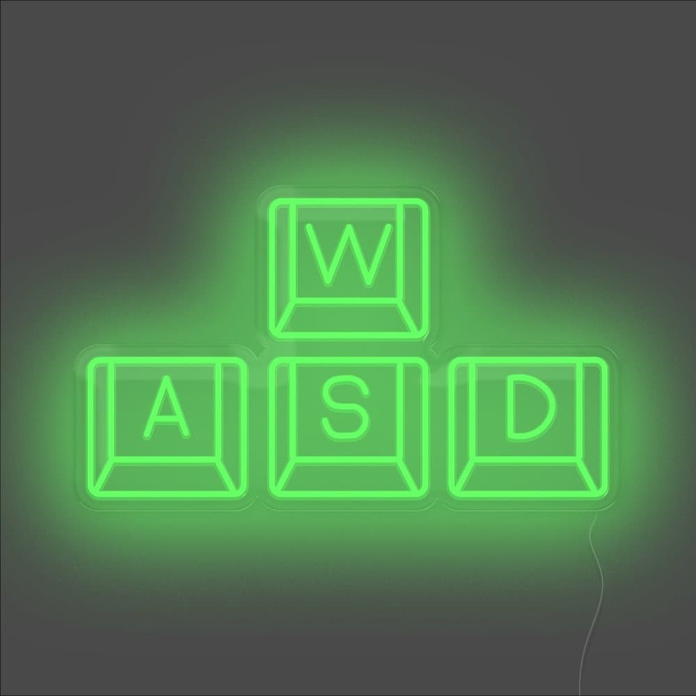 WASD Keyboard Neon Sign - Unrivaled Neon - Green #color_green