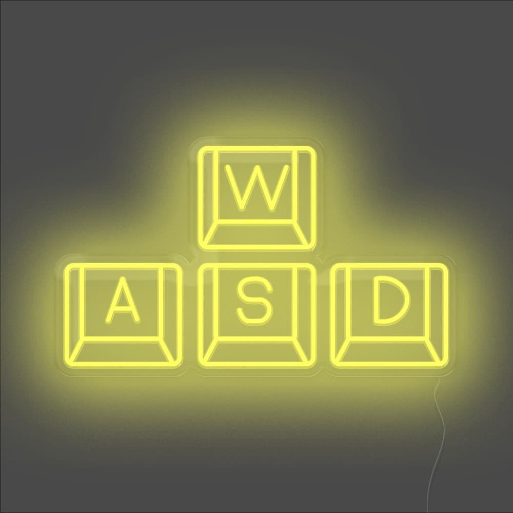WASD Keyboard Neon Sign - Unrivaled Neon - Yellow #color_yellow