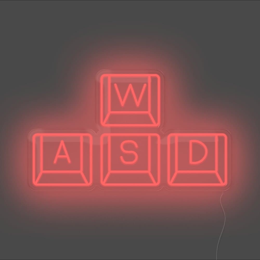 WASD Keyboard Neon Sign - Unrivaled Neon - Red #color_red