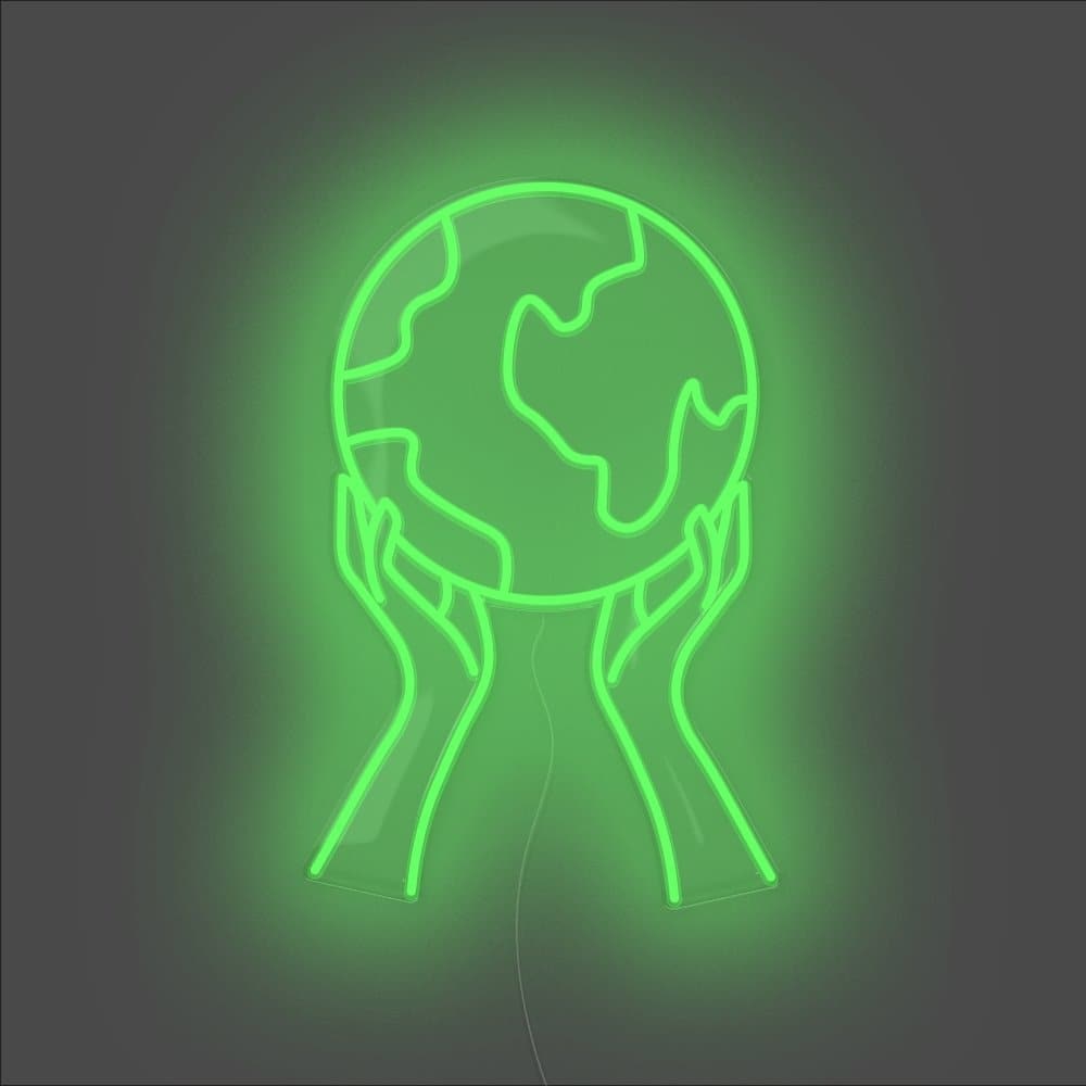 World In Your Hands Neon Sign - Unrivaled Neon - Green #color_green