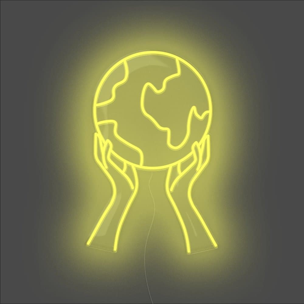 World In Your Hands Neon Sign - Unrivaled Neon - Yellow #color_yellow