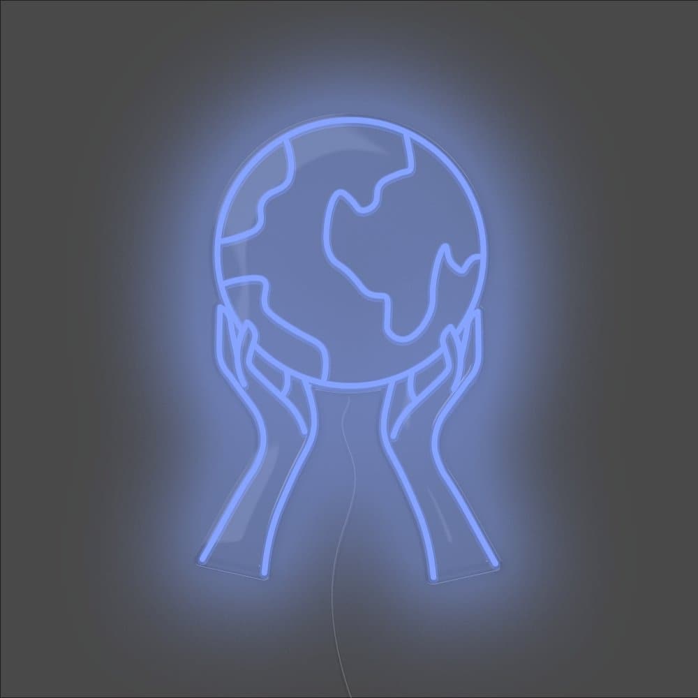 World In Your Hands Neon Sign - Unrivaled Neon - Blue #color_blue
